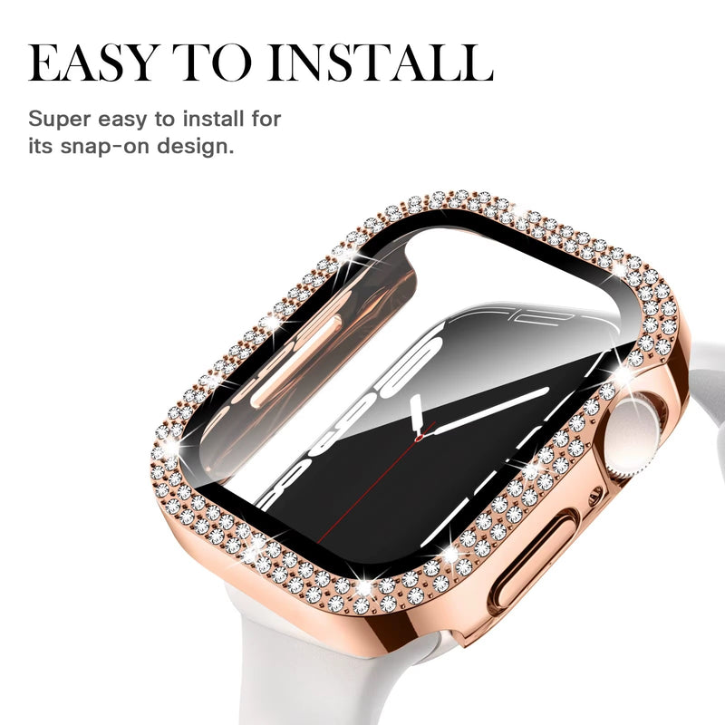 Watch 41mm Tempered Glass with Diamond Bezel Case