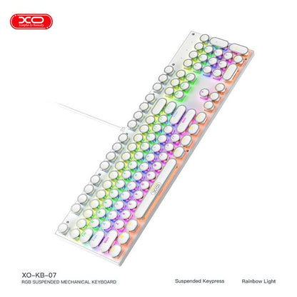 XO KB-07 Punk Style Wired Color Mixed Light Emitting Green Shaft Mechanical Keyboard