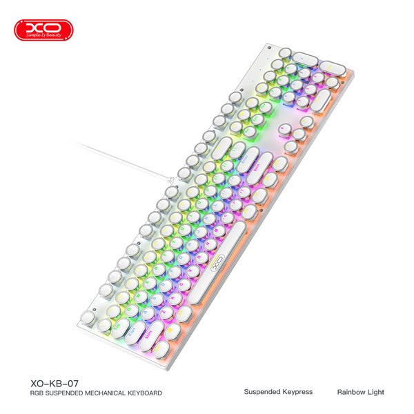 XO KB-07 Punk Style Wired Color Mixed Light Emitting Green Shaft Mechanical Keyboard