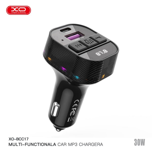 XO BCC17 Smart Bluetooth MP3 A+C Dual Port PD30W Car Charger