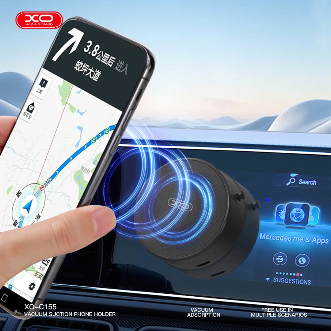 XO C155 Magnetic Car Suction Cup Phone Holder - Black