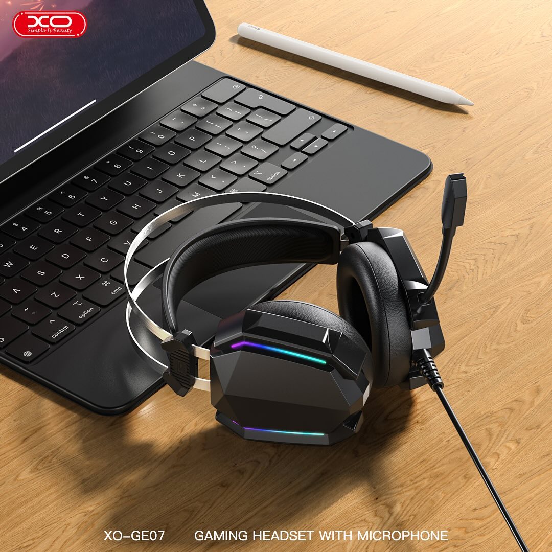 XO GE-07 Static RGB Long Mic Gaming Headphones USB+Dual 3.5mm