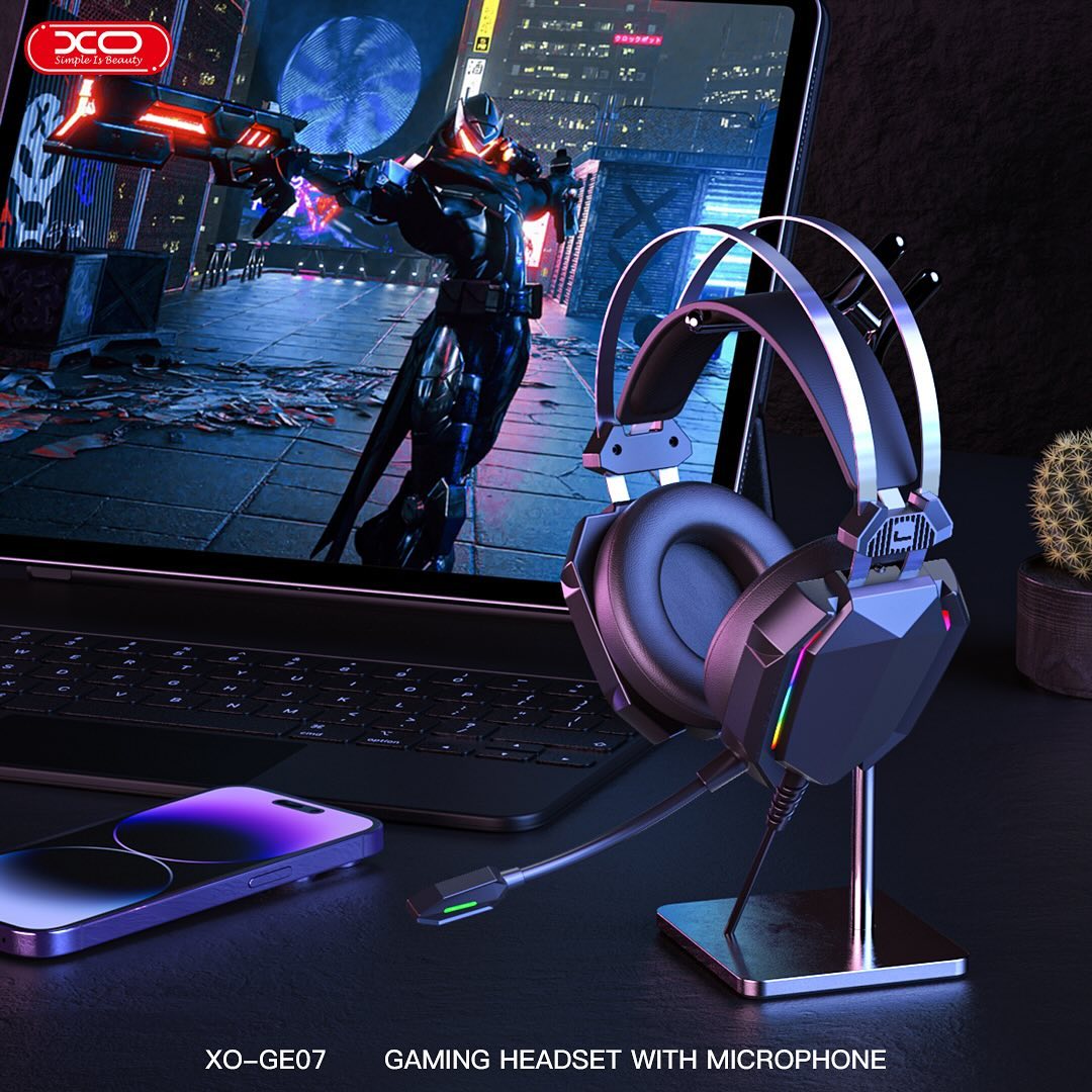 XO GE-07 Static RGB Long Mic Gaming Headphones USB+Dual 3.5mm