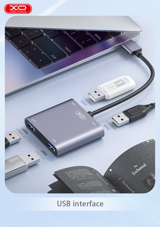 XO HUB012B 4 in 1 TYPE-C Multifunctional Docking Station
