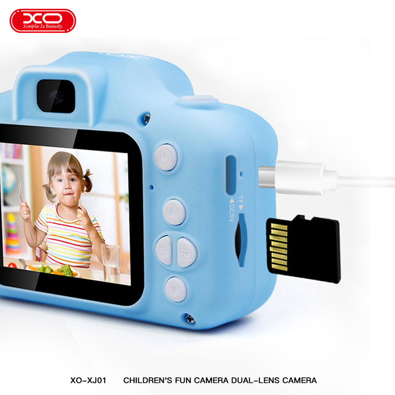 XO XJ01 Cartoon Dual Lens Children Camera Comes with Silicone Cover