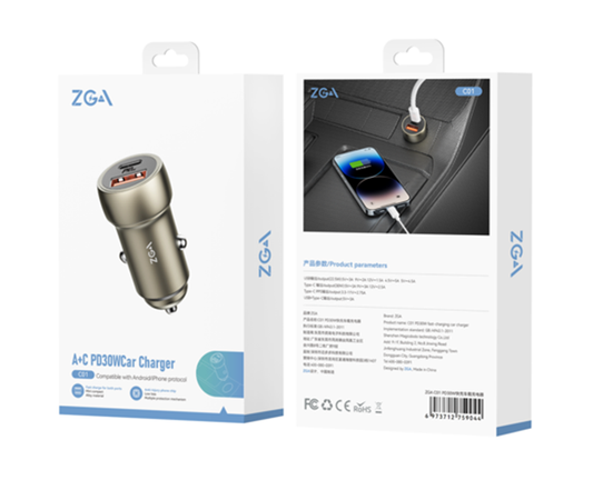 ZGA C01 PD+USB 30W Car Charger