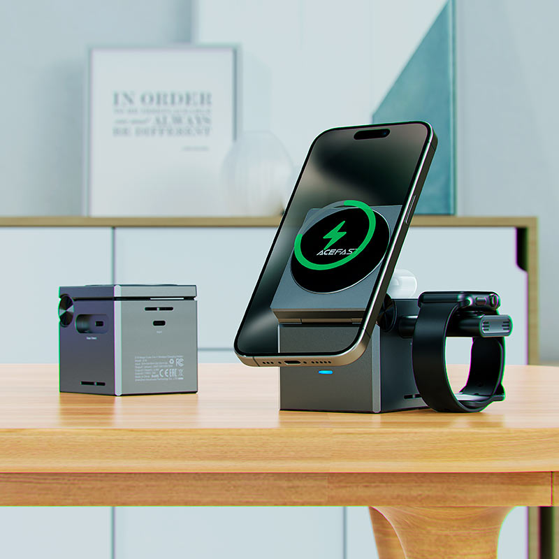 ACEFAST E18 Premium Rubic Cube Design 3 in 1 Magnetic Wireless Charger