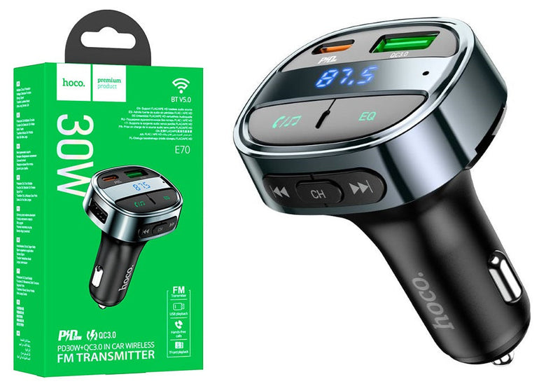 HOCO E70 PD30W+QC3.0 Bluetooth FM Transmitter Car Charger