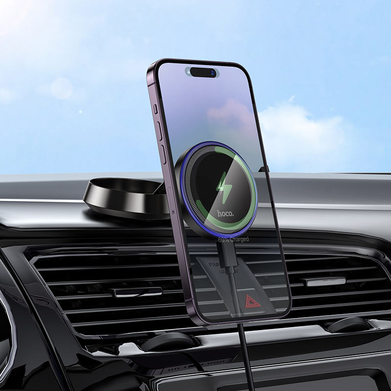 HOCO HW33 Metal Ring Magnetic Wireless Fast Charging Car Holder