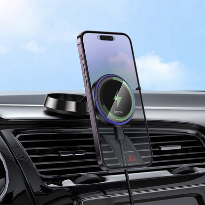 HOCO HW33 Metal Ring Magnetic Wireless Fast Charging Car Holder