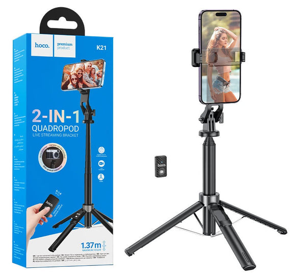 HOCO K21 Stream Aluminum Alloy Live Broadcast Selfie Stick Four-Legs Stand