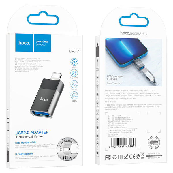 HOCO UA17 Lightning (M) to USB-A 2.0 (F) Adapter