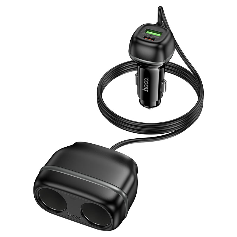 HOCO Z59 Rank 48W Dual Port PD30W QC3.0 Dual Cigarette Lighter Slot Car Charger