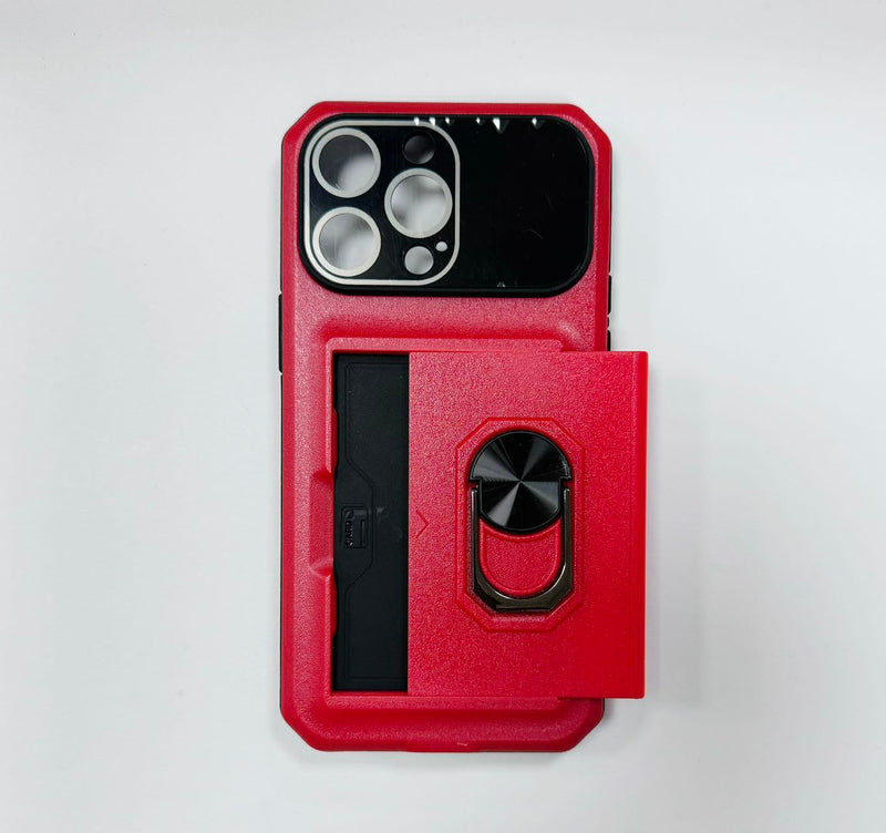 [SALE] iPhone 14 6.1 Hybrid Slide Card Pocket Case with Ring Holder