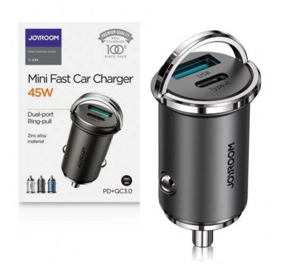 Joyroom C-A35 PD+QC3.0 Mini Ring Pull Fast Car Charger 45W