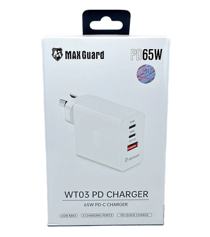 Maxguard WT03 2USB-C 1USB-A QC3.0 65W Power Adapter